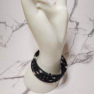 Silpada Black Bead and Memory Wire Wrap Bracelet